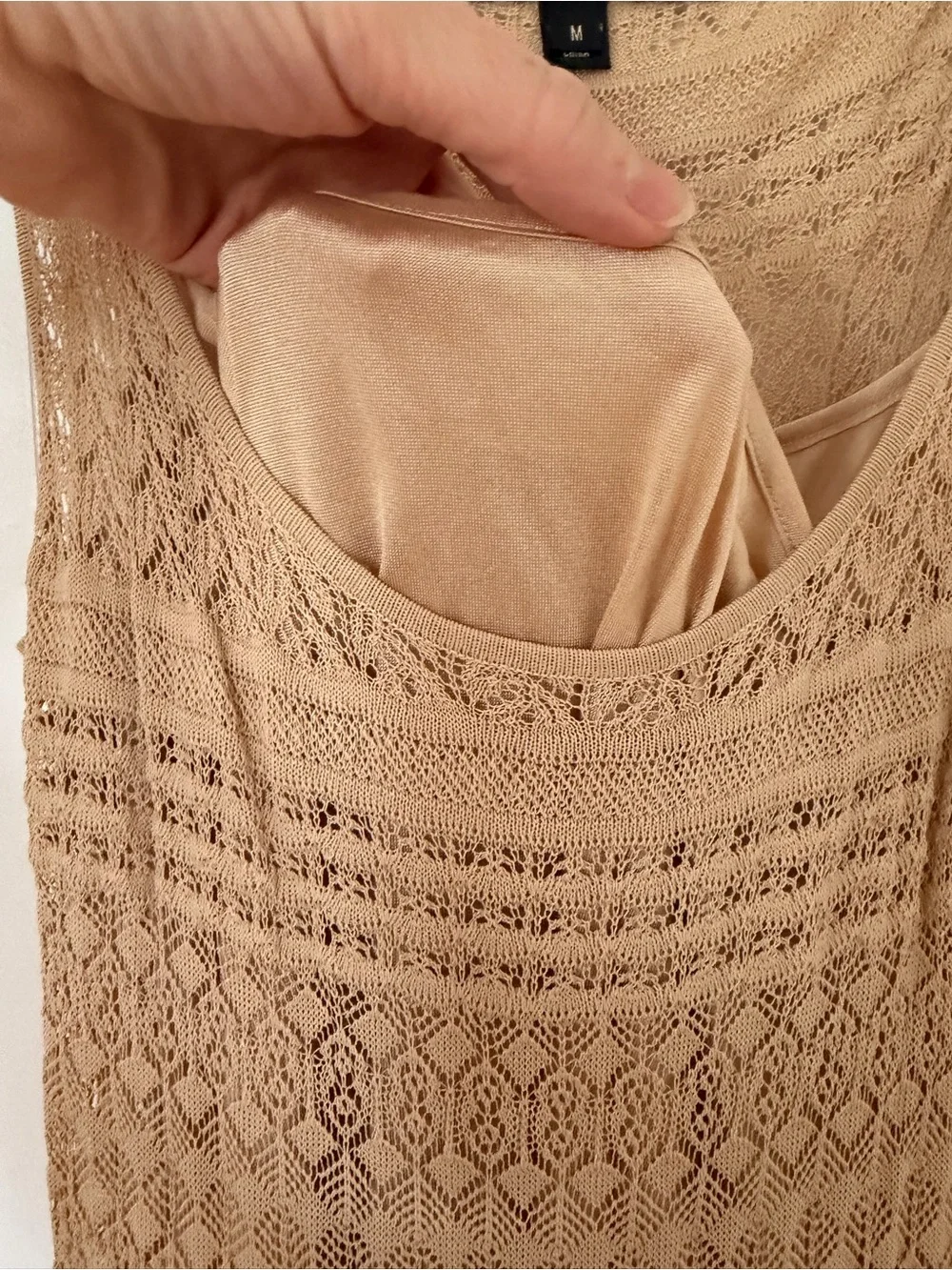 Ralph Lauren Beige silk & lace sheath Midi Tank Dress - Picture 4 of 10